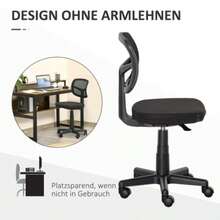Ergonomic Office Chair, Height-Adjustable Swivel Chair, Space-Saving, Black - 黑色 - 查看 4