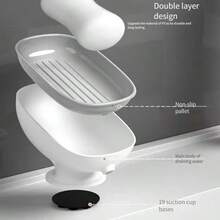 2-In-1 Bathroom Soap Holder, Countertop Drainage Soap Box With Suction Cup, Suitable For Dual Storage And Storage Of Round, Square, And Large Soap, No Punching Suction Cup Soap Box, Bathroom Drainage Soap Holder, Household Fragrance Soap Tray, Non Marking Storage Box - White - View 7