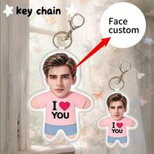 Customized Photo Keychain, Personalized Keychain, Customized With Pictures, Cute, Suitable For Father's Day, Mother's Day, Halloween, Christmas, Christmas Eve, Valentine's Day, Birthdays, Personalized Anniversaries - Little Bear - Pink Short-sleeved Shirt - View 6