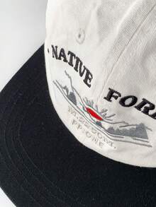 1pc Soft Crown Sunrise Embroidery Flat Brim Baseball Cap, Vintage Flat Brim Cap, Unisex Street Style Letter Embroidery Snapback Hat - 'NATIVE SUNSET - View 5