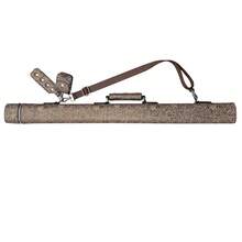 Heavy-Duty Gold-Brown PVC Billiard Cue Case - Impact-Resistant Protective Cover, Chinese Pattern Design With Gold Accents, Fits 1/2 Size Cue Sticks, Suitable For American/English Pool, Scratch-Resistant