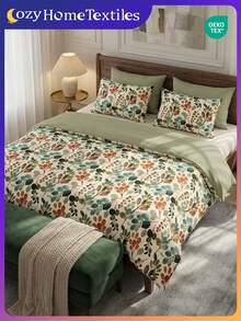 Bộ ga trải giường in số 2/3 món (1 ga trải giường + 1/2 vỏ gối, không kèm ruột gối), họa tiết lá xanh, bộ chăn ga gối thoáng khí, thoải mái, thân thiện với da, mềm mại, chống xù lông, phù hợp với giường đôi/giường cỡ Full/giường Queen/giường King, sử dụng được cả bốn mùa, màu xanh lá cây, đạt chứng nhận Oeko-Tex. - Nhiều màu - Xem 8