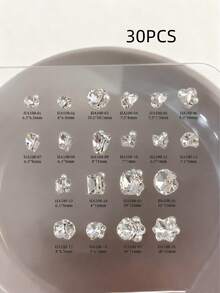 高级合金叠层美甲钻，5/30/50颗混合尺寸，适用于3D奢华美甲艺术 - 美甲沙龙专业用品 - 白色 - 查看 24