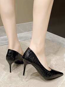 Women's Fashion High Heel Shoes, New 2026 Pointed Toe Versatile Work Pumps, Plus Size Bridal Shoes, Elegant Style - Black - View 3