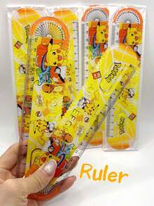 15cm Pikachu Transparent Ruler, Anime Cartoon Student Math Tool, Stationery, Drawing, Office, School Measuring, Party Gift - Multicolor - View 8