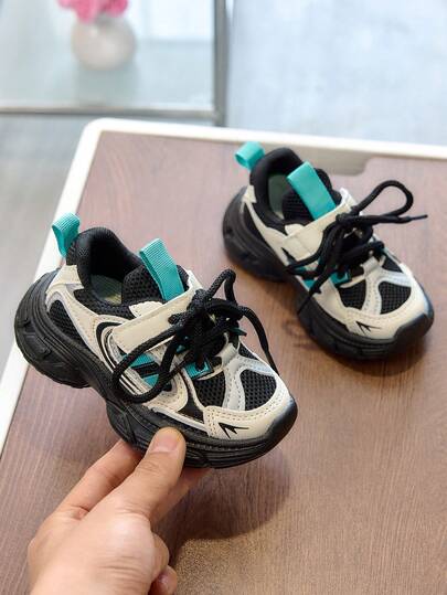 1 Pair Unisex Breathable Mesh Casual Sneakers, Soft Sole Non-Slip Infant Walking Shoes, Fashion Versatile Student Running Shoes, Lightweight Chunky Sneakers, Suitable For Spring And Autumn