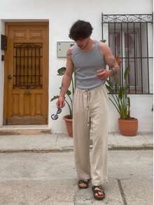 Men's Casual Basic Star Boy Style Cotton Tank Top - Grey - View 1