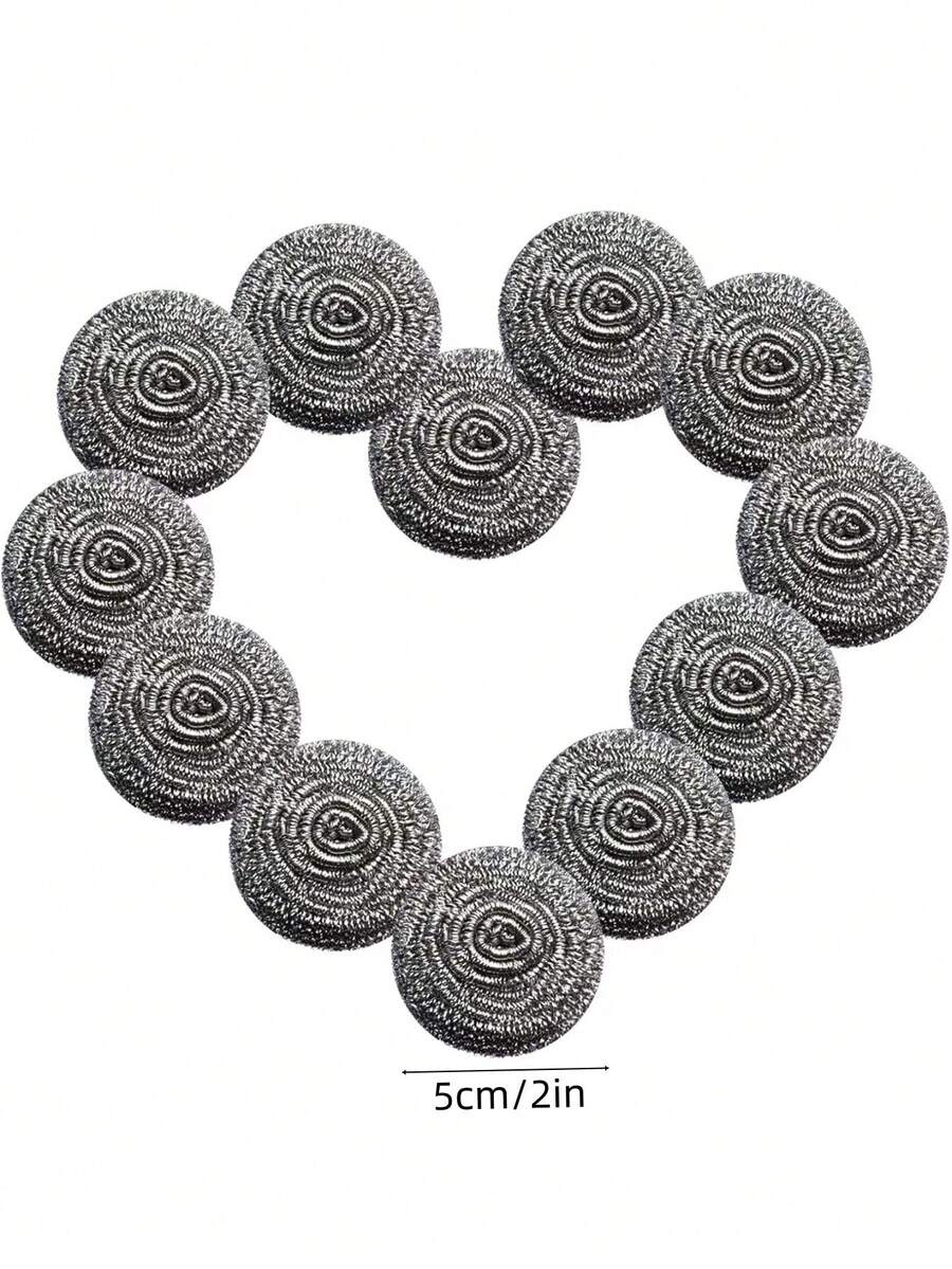 12pcs Kitchen Steel Wool Cleaning Brush - Suitable For Powerful Cleaning Of Tableware, Pots, Ovens, Grills, And Sinks | Multi-Purpose Stainless Steel Utensil And Sink Cleaning Brush