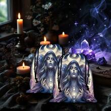 1pc Elegant Sun And Moon Mandala Altar Cloth With Mystical Symbol Design With Tarot Bag Starry Sky Table Cloth Witchcraft Astrology Black Oracle Mat Tarot Tablecloth Boho Playmat Cloth Home Decor - Multicolor - View 11