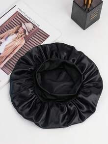 1pc Solid Color Satin Sleep Cap, Suitable For Daily Wear