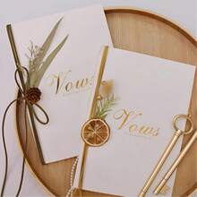 2张/套婚礼誓言卡，优雅简约DIY新郎新娘告白笔记本，配2支书写笔，爱情主题婚礼公告派对用品