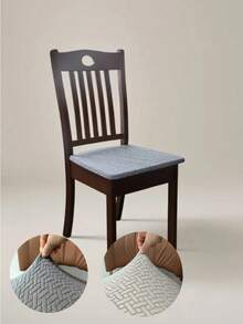 1pc/4pcs/6pcs/100pcs Striped, Plaid, Solid Color Elastic T-Shaped Seat Cover, Home/Hotel Dining Chair Slipcover - Apricot - View 2