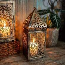 1/2 chiếc đèn lồng kim loại kiểu Ma-rốc, giá đỡ nến bằng sắt rỗng, thích hợp cho Halloween, Ngày lễ tình nhân, Lễ Tạ ơn, trang trí bàn làm việc Giáng sinh, trang trí nhà cửa và nhà bếp. - Nhiều màu - Xem 4