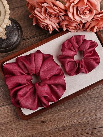 2个/套 优雅超大波点发圈，常规尺寸和特大尺寸，适合女性扎马尾辫、装饰头发