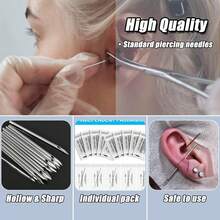 Stainless Steel Mixed Body Piercing Needles 12G 14G 16G 18G 20G Piercing Needles With Individual Packages For Ear Nose Navel - Silver - View 4