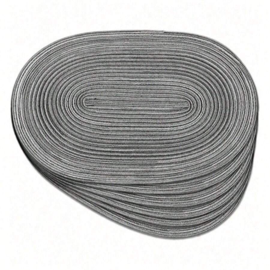 12x18 Inch Oval Cotton Woven Placemat, Oval Dining Table Cloth, Natural Woven Heat-Resistant Placemat, Suitable For Family Gatherings, Weddings, Parties (Gray) - Grey - View 1