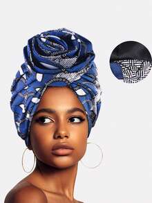 1pc Women's African Retro Print Lining Fashion Floral Headscarf, Suitable For Daily Use - Multicolor - View 12