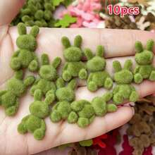 10pcs Mini Flocking Rabbits - Handmade Plush Flock Animal Beads With Fluffy Flock Coat, DIY Craft Pendants For Hair Accessories, Easter & Ramadan Gifts Suitable For DIY Crafts, Hairpins, Keychains, Scrapbooking - Multicolor - View 13