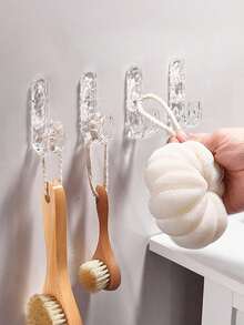 Acrylic Stone Pattern Wall Hooks Damage-Free Adhesive Hanging Hooks For Clothes Bags Hats Coats Towels In Dorm Closet Bathroom Bedroom Kitchen, No Drilling Required Self-Adhesive Wall Mount Hooks Decorative Geometric Design Home Organization Storage Solution For Apartments Offices - Multicolor - View 10