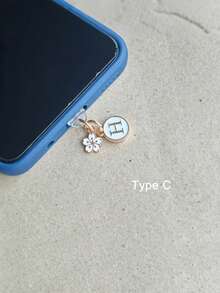 1pc Letter A/M & Flower Charm Phone Dust Plug For Type-C Interface Birthday Festival Gift - Multicolor - View 37