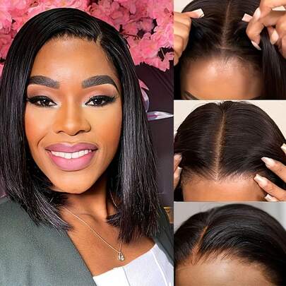 NATAN Chic Bob Wig For Women - 150% Density, Pre-Plucked With Natural Hairline & Baby Hairs, Glueless 4x4 Lace Closure, Comfortable Fit