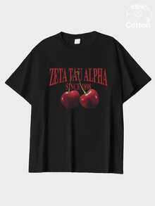 T-shirt Zeta cerise unisexe pour le printemps/été - Basique mode en coton pur doux. Prêt pour les festivals - Cadeau parfait - Cool pour tous les jours - Noir - Voir 1