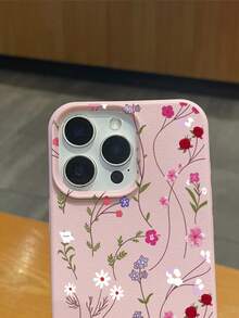 情人节粉色花藤手机壳 - 仿皮纹理粉色手机壳，柔和春日日常使用或情人节礼物，可爱手机壳，兼容和Galaxy手机，兼容 11、17 Pro Max、17 Pro、15、Galaxy