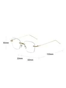 男士金属无框多边形优雅休闲学院风无度数眼镜，适合日常通勤和大学图书馆使用 - 金白平 - 查看 7