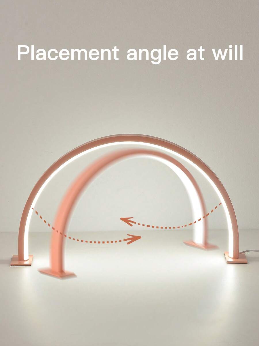 1pc 14"/20" White/Pink Acrylic Nail Lamp, Semi-Circular Nail & Beauty Lighting Lamp, LED Lighting Desk Lamp, USB Powered, Suitable For Commercial Nail Lighting, Beauty Lighting