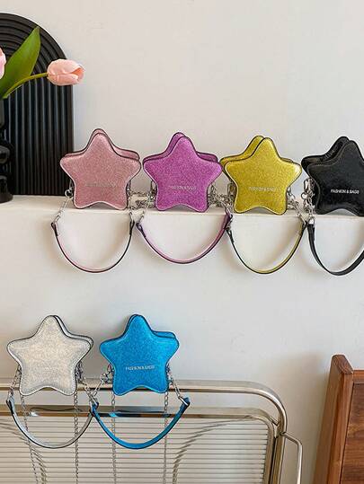 1pc Kids Glittery Shoulder Bag, Fashionable Small Bag Essential For Outdoor Play, Cute Accessory