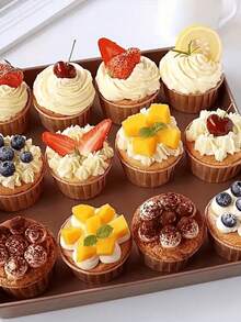 50pcs Heat & Oil Resistant Cupcake Liners, Baking Cups, Oven Ruffled Paper Cups, Ruffled Paper Trays, Cupcake Baking Cups, Cake Cups, Mini Cupcake Baking Liners, Bakery, Christmas, Wedding, Birthday Party Paper Cups - Multicolor - View 7