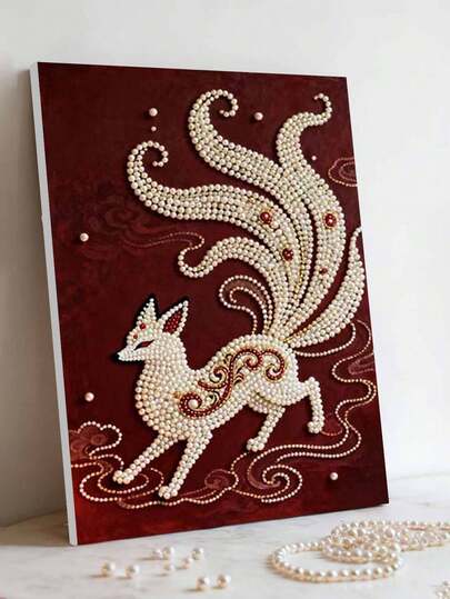 1 set, nytt pärlmålningsset, rävmönster, 5D DIY pärlformad diamant delvis diamantmålningsset lämplig för vardagsrum, sovrum, arbetsrum och annan väggdekorationskonst, överraskningspresent, jul, nyårspresent, födelsedagspresent,