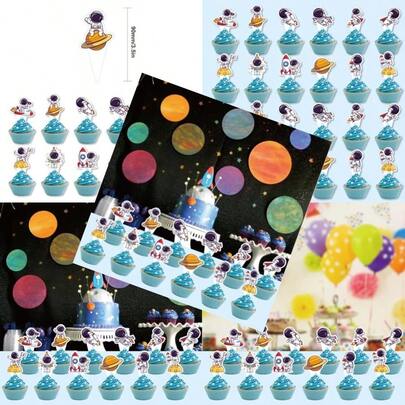 24Pcs Space Astronaut Cupcake Toppers Rocket Astronaut Spaceship Planet Cupcake Picks First Trip To The Moon Space Cake Decorations For Boys Girls Birthday Baby Shower Space Birthday Party DecorationsFull Of Fun