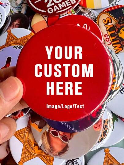 Custom Your Design Button Badge Pin Custom Text/ Logo/ Photo Button Pin Badge, Personalized Text Badge, Custom Brooch Pins Personalized Backpack Button Accessories Custom Bag Accessories Badge Brooch Personalized Pin Wedding Gift, Anniversary Gift, Gift For Him/Her, School Supplies, Back To School, For Colleague, For Dorm Rooms, For Teacher