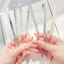 彩虹折射透明亚克力三角尺，易读双刻度，学生和工匠的多功能测量工具 - 白色 - 查看 5