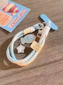 Retro Style Phone Lanyard Wristband, Fish & Star Phone Wrist Strap, Detachable Summer Bracelet, Dopamine Phone Lanyard, Anti-Lost Keychain, Earphone Clip, Card Holder, Fashionable Phone Accessories, Suitable As Mother's Day, Holiday, Family & Friend's Birthday Gift, Phone Pendant, Phone Chain. - Multicolor - View 3