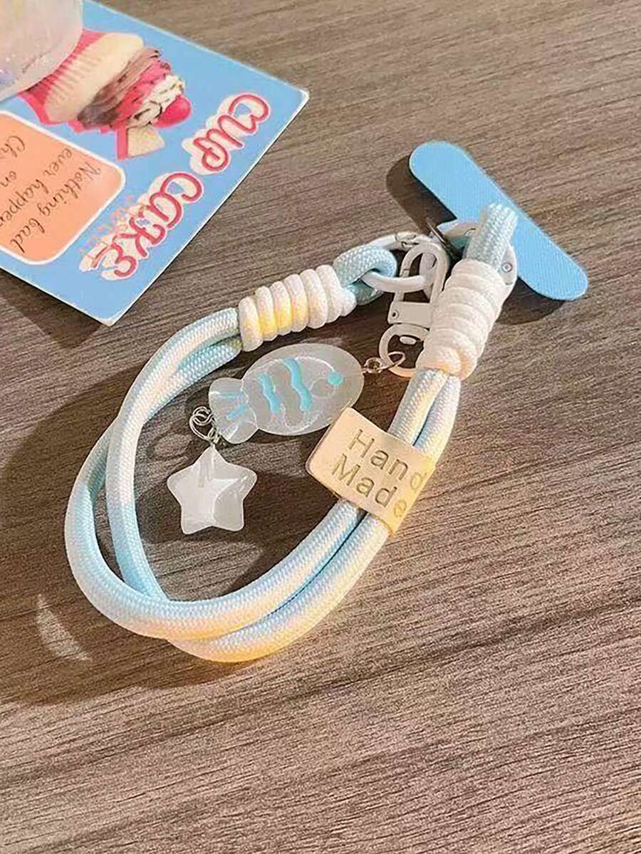 复古风格手机挂绳腕带，鱼星手机腕带，可拆卸夏季手链，多巴胺手机挂绳，防丢钥匙扣，耳机夹，卡套，时尚手机配件，适合作为母亲节、节日、家人和朋友的生日礼物，手机吊坠，手机链。 - 彩色 - 查看 1