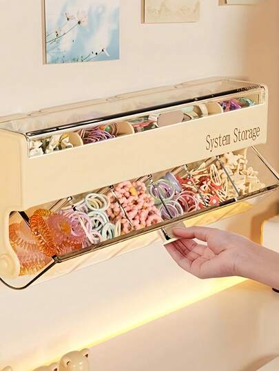 Caja de almacenamiento de accesorios de varias capas montada en la pared sin taladro, adecuada para joyas, maquillaje, accesorios para el cabello, cables, oficina, dormitorio, cocina, dormitorio, hogar, decoración de baño, Navidad, decoración de Acción de Gracias, artículos del hogar