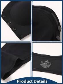 Black Glossy Push-Up Bra, Bandeau Style Design, Front Opening, Strapless, Lifting And Shaping Bust, Breathable And Stylish Back Design, Suitable For Daily Wear - Black - View 11