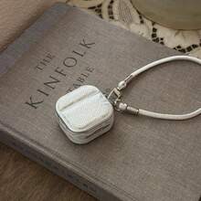 时尚蛇纹皮革保护套，适用于苹果无线蓝牙耳机，兼容 4/3代，女士款 - 白色 - 查看 4