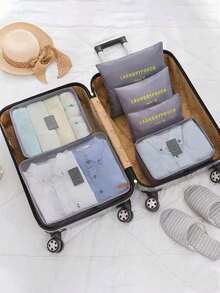 6件/套旅行行李收纳袋，防水手提包，衣物、鞋子、化妆品、洗漱用品、牙刷杯收纳袋，适用于大学宿舍、学校、度假、海滩、家庭、卧室、客厅，大容量旅行包 - 彩色 - 查看 14