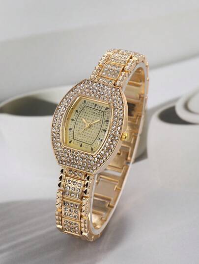 LIANDU LIANDU 1pc Women's Elegant & Fashionable Watch With Crystal-Embellished English-Style Dial, Suitable For Daily Wear, Birthday Gift Or Gifting To Friends And Family