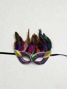 1pc Glitter Artificial Fur Mask, Costume For Masquerade Party, Carnival