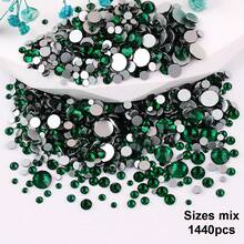 SS6 2MM-SS30 6.4MM, 7 Sizes, Non-Hot Fix, Adhesive Round Flat Bottom Glass Crystal Rhinestones, Multi-Color Crystal Gemstone Jewelry Beads DIY Glass Stone Diamond Design Accessories, Glitter Nail Art Stickers Decoration, Suitable For Phone Cases, Clothes, Bags, Shoes, Crafts - Multicolor - View 85