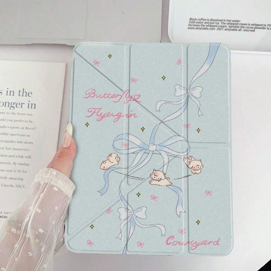 Minimalist Y-Shaped Foldable Acrylic Transparent Crystal Clear Protective Case, Compatible With Pad Mini6/7/9.7/10.2/10.5/10.9/12.9/13/Pro 11, 10th Gen, Supports Multi-Angle Adjustment, 6 Stand Placement Modes, Built-In Pencil Slot, Transparent Back Cover, Anti-Drop Protection, Auto Wake/Sleep - Multicolor - View 1