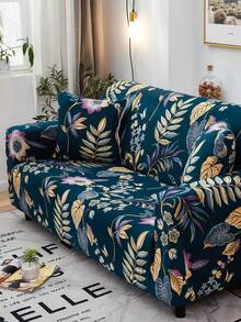 1pc Floral Pattern Sofa Cover, Dust-Proof And Dirt-Resistant, Elastic One-Piece Full Coverage Sofa Protector, Living Room Home Decor, Fits 1/2/3/4 Seater Sofa, All Season, Machine Washable, Pillow Cover Not Included - Multicolor - View 2