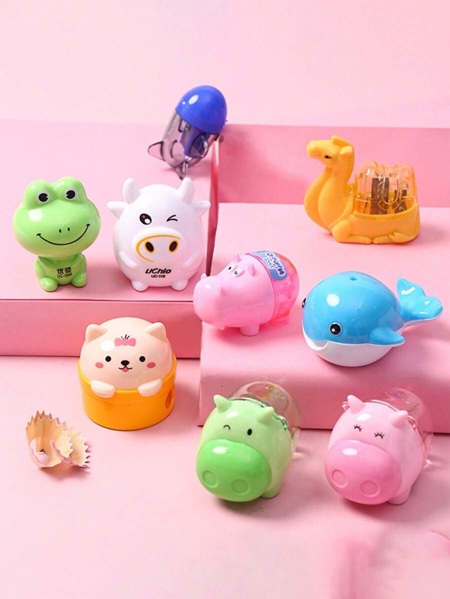 1pc Cartoon Animal Pencil Sharpener, Compact Pencil Sharpener, Creative For Students - Multicolor - View 1