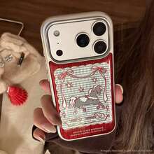 GUCADI 1pc Electroplated Silver & Gold Tone Chinese New Year Of The Horse Design Compatible With IPhone 17 Pro Max, 13, 16, 15, 14 Phone Case, Cute, Personalized, Creative, Chinese Style, Celebratory, Geometric, Cartoon, Adorable, Niche, Light Luxury, Ins Style - Silver - View 3