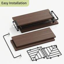 Tomnk 3+1 Tier Wall Mounted Bathroom Shelves Over Toilet, Bathroom Organizer Storage, Room Decor, Floating Shelves, Rustic Wood Floating Shelves With Metal Frame And Towel Bar For Bathroom, Kitchen, Bedroom, Living Room - 彩色 - 查看 13