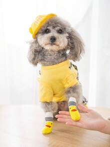 4pcs/Set Anti-Slip Warm Dog Socks, Soft & Breathable, Suitable For Small & Medium Dogs, Teddy Dogs - Multicolor - View 8